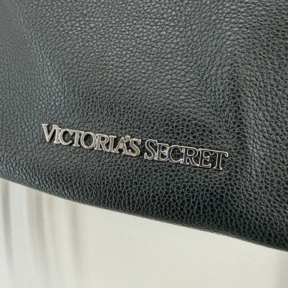 Victorias Secret Black Fringe Bucket Backpack Faux Leather NEW Boho Western Chic